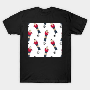 Pattern with old school table football players and ball T-Shirt